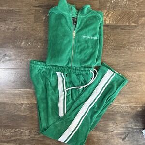 Mens Tracksuit Green Limited Edition Long Sleeve And Pants Velour Boohoo Man M